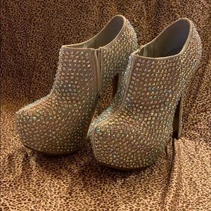 Silver Rhinestone platform booties